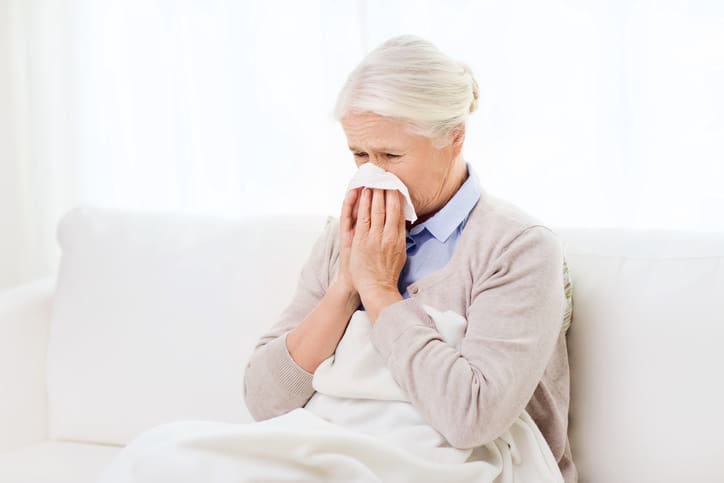 TLC Your Way Home Care Services | York County, Marion County, Florence / Darlington County | sick senior woman blowing nose