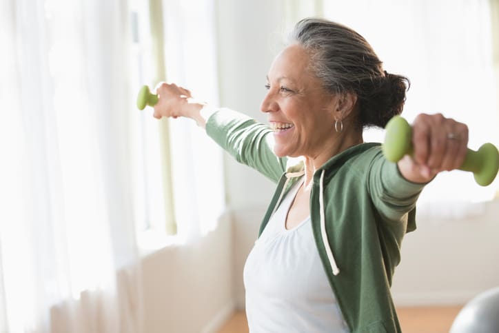 TLC Your Way Home Care Services | York County, Marion County, Florence / Darlington County | older woman lifting weights in living room