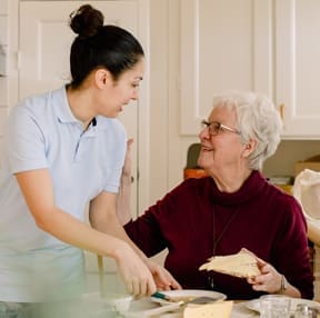 TLC Your Way Home Care Services | York County, Marion County, Florence / Darlington County | caregiver assisting with mealtime